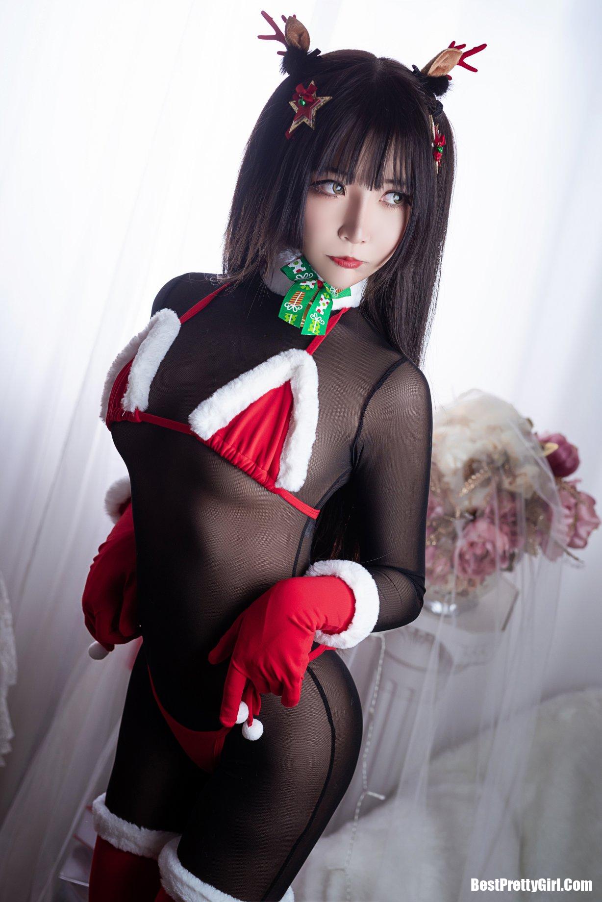 Coser@抱走莫子aa Vol.011 连体黑丝圣诞比基尼 8