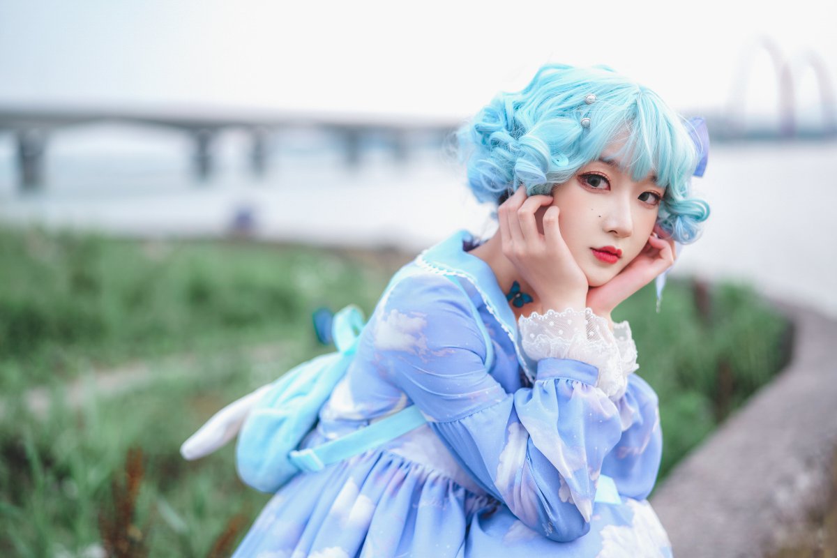 Coser@阿包也是兔娘 Vol.016 lolita蓝裙 0009