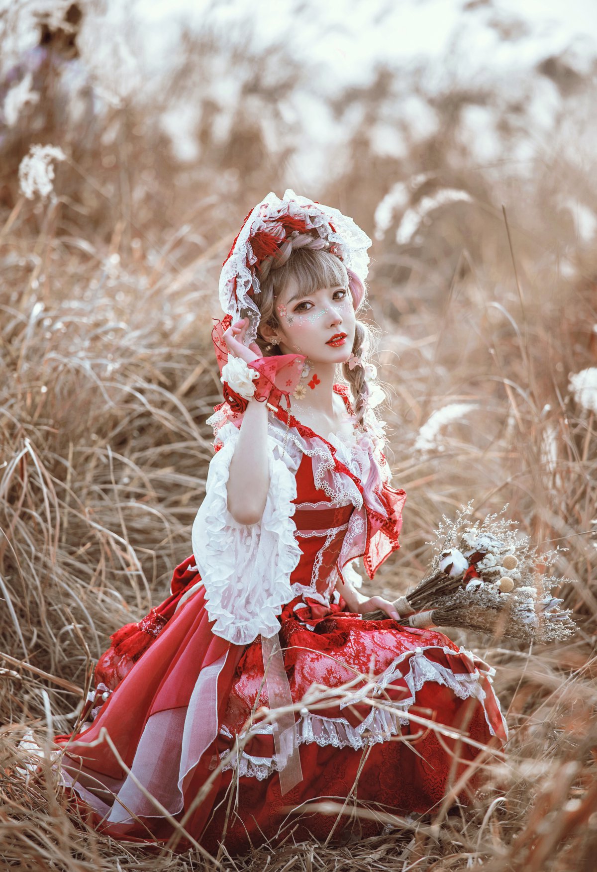 Coser@阿包也是兔娘 Vol.017 lolita红裙 0003