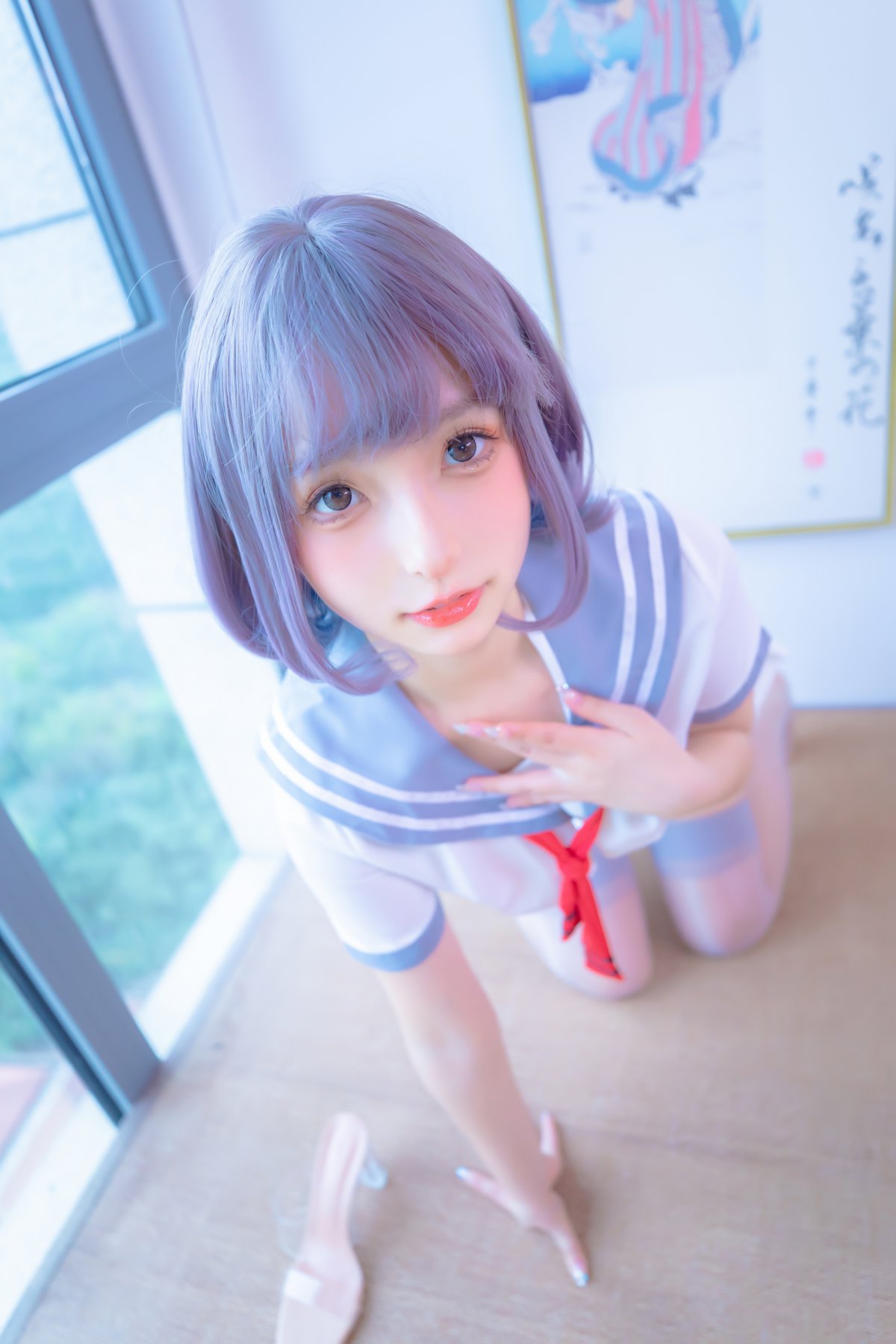 Coser@神楽坂真冬 Vol.080 灰丝吊带JK 0054