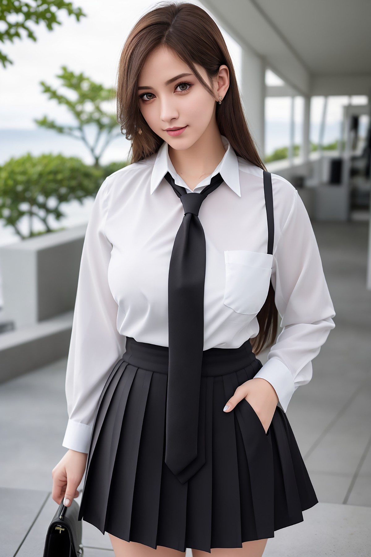 AIModel Vol 133 Sexy White Shirt With Black Short Skirt 0004 8178747195.jpg