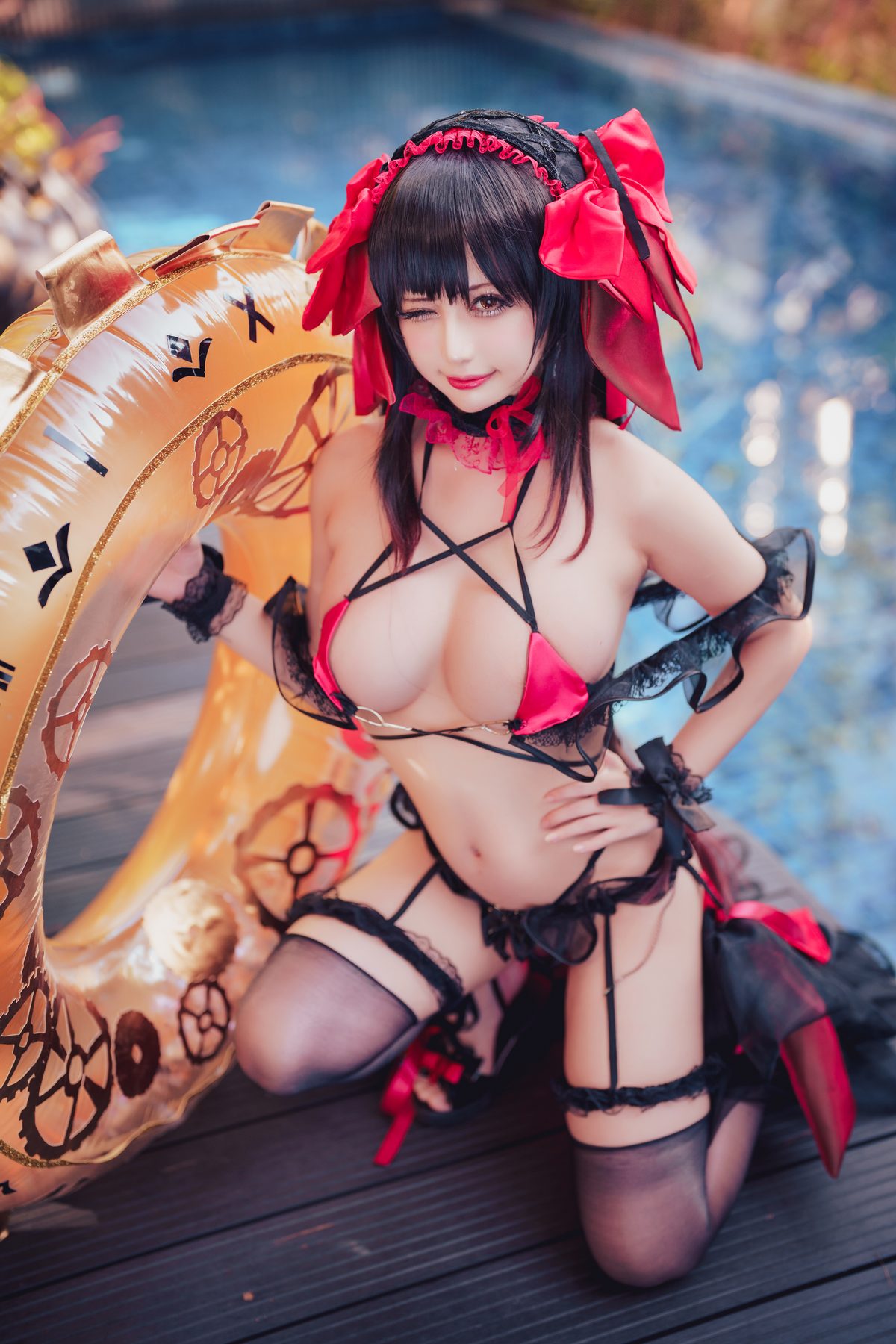 Coser@沖田凜花Rinka Kurumi Tokisaki Swimsuit 0005 9371760973.jpg