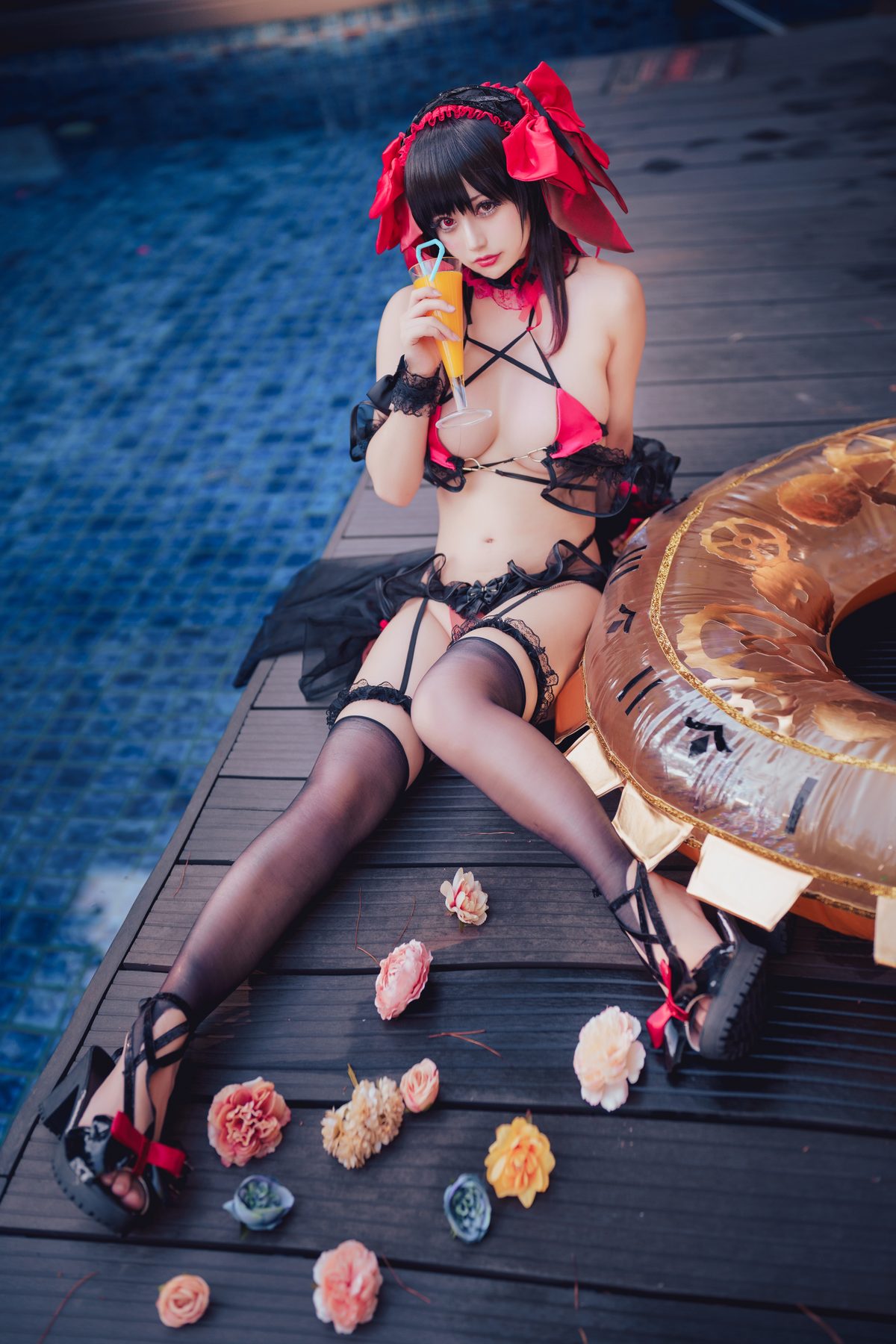 Coser@沖田凜花Rinka Kurumi Tokisaki Swimsuit 0012 6490754035.jpg