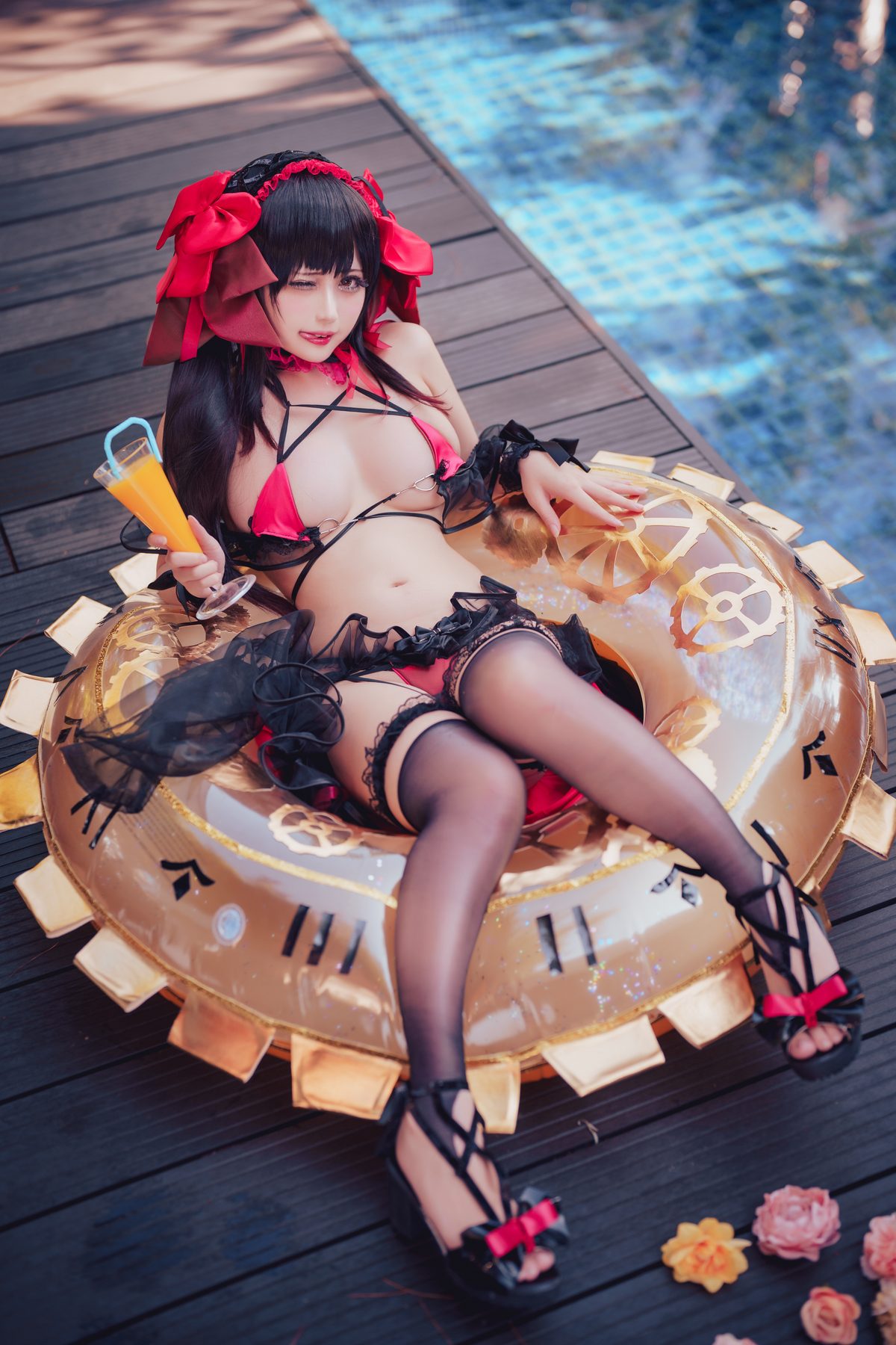 Coser@沖田凜花Rinka Kurumi Tokisaki Swimsuit 0020 7122882580.jpg