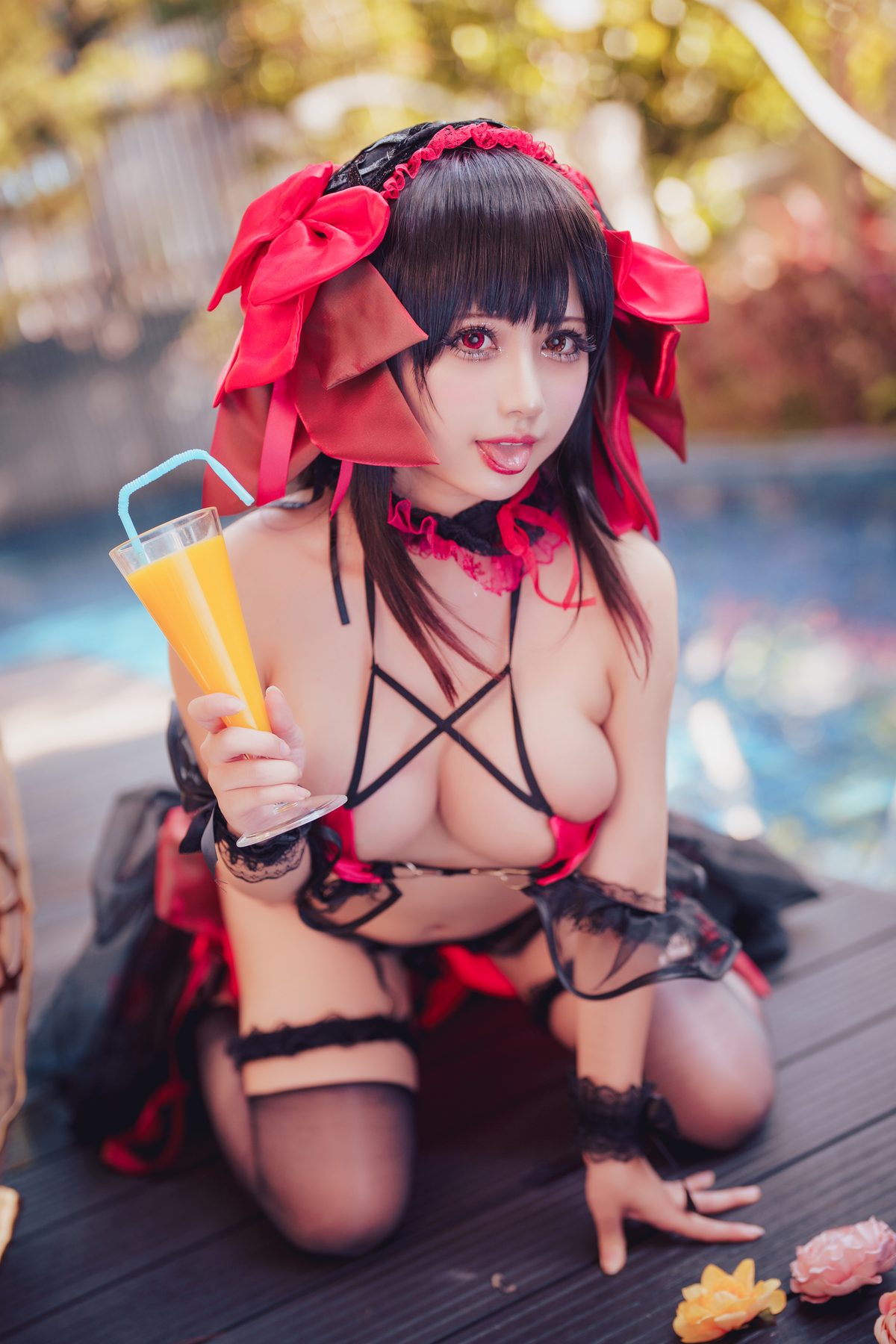 Coser@沖田凜花Rinka Kurumi Tokisaki Swimsuit 0027 0006939177.jpg