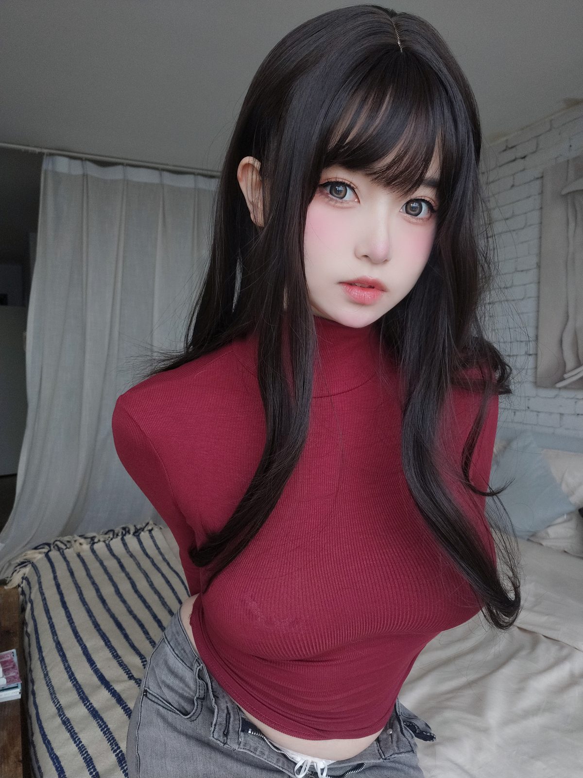 Coser@女主K 红色毛衣的丰满妹妹 0100 3221166790.jpg