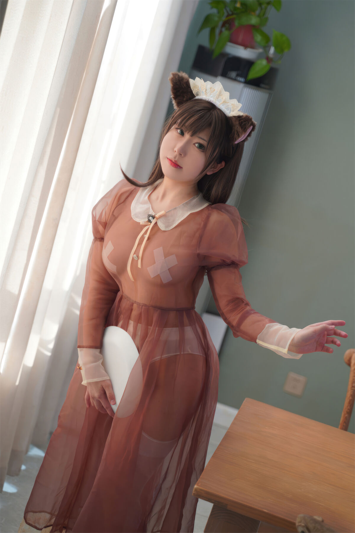 Coser@虎森森 棕色透明女仆 0020 3130357068.jpg