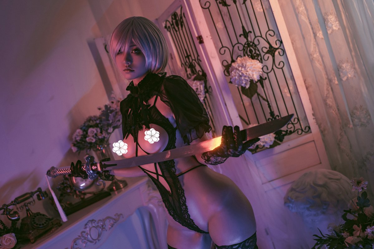 Coser@爆机少女喵小吉 Nekokoyoshi 2B NieR Black Bride 0002 2055628770.jpg