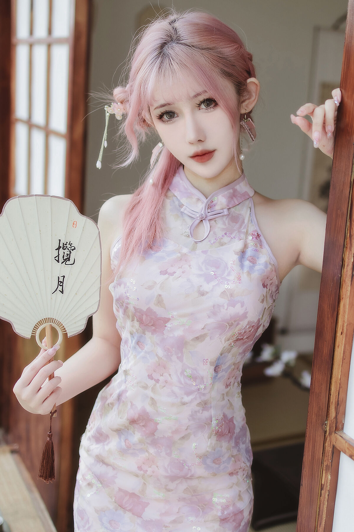 Coser@仙女月 – 粉色旗袍